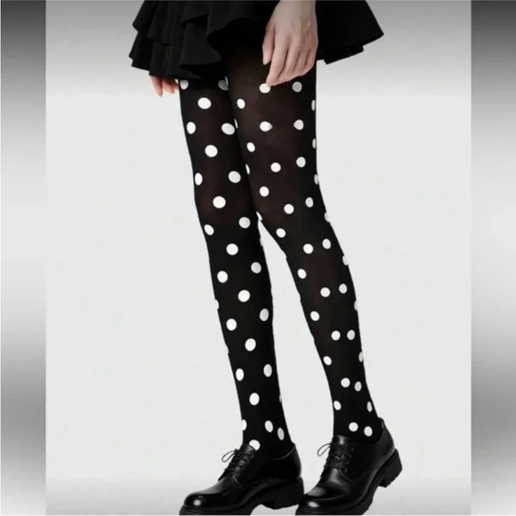 Black and White Polka Dot Tights - Picture 5 of 6